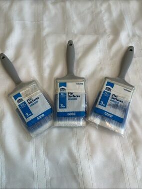 3 in. Flat Surface Paint Brushes (Gray Handle, Set of 3)